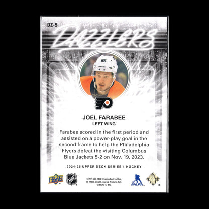 2024-25 UD Series 1 JOEL FARABEE #DZ-5 Dazzlers Blue - Philadelphia Flyers