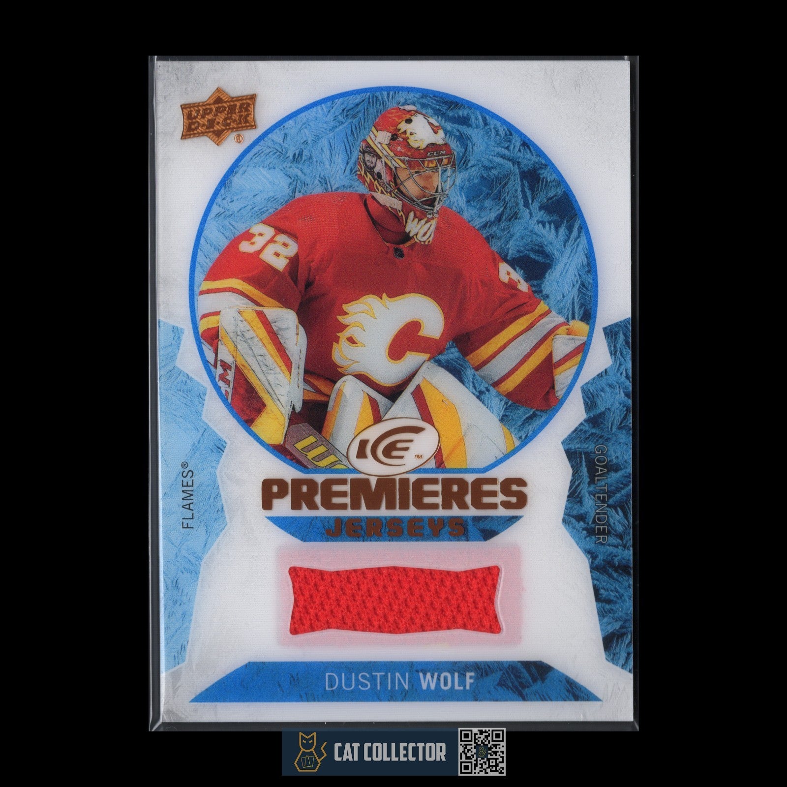2023-24 UD Ice DUSTIN WOLF #IPJ-DW Ice Premieres Jersey Rookie RC