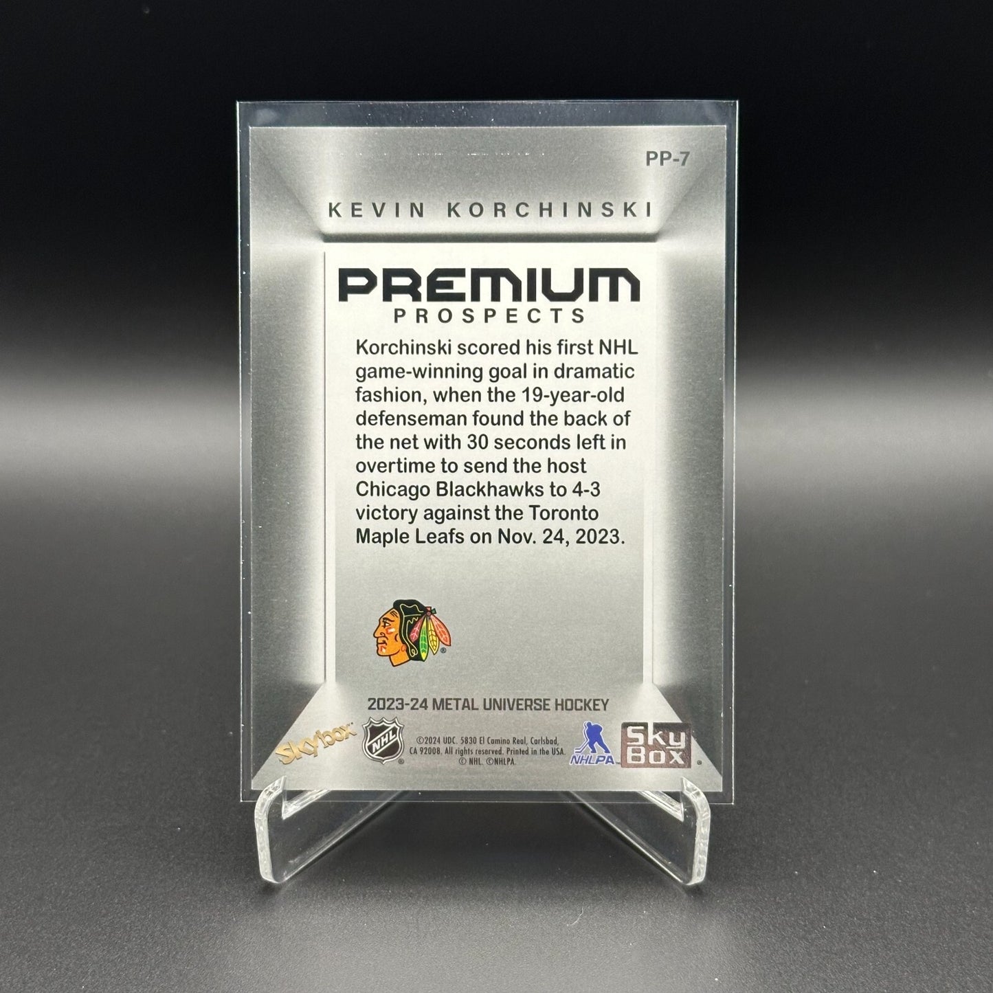 2023-24 SkyBox Metal Universe KEVIN KORCHINSKI #PP-7 Premium Prospects RC