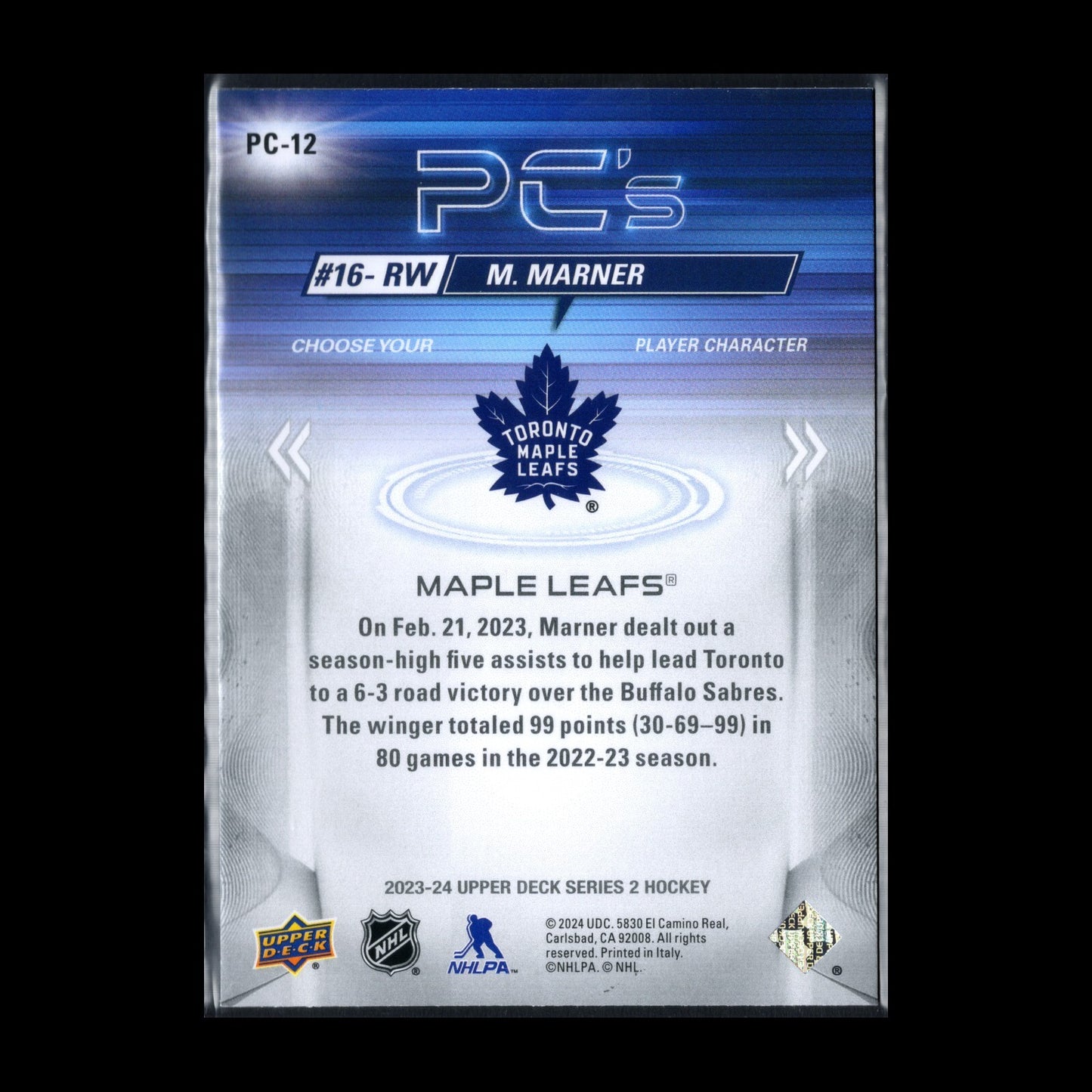 2023-24 UD Series 2 MITCH MARNER #PC-12 PC's Sparkle - Toronto Maple Leafs