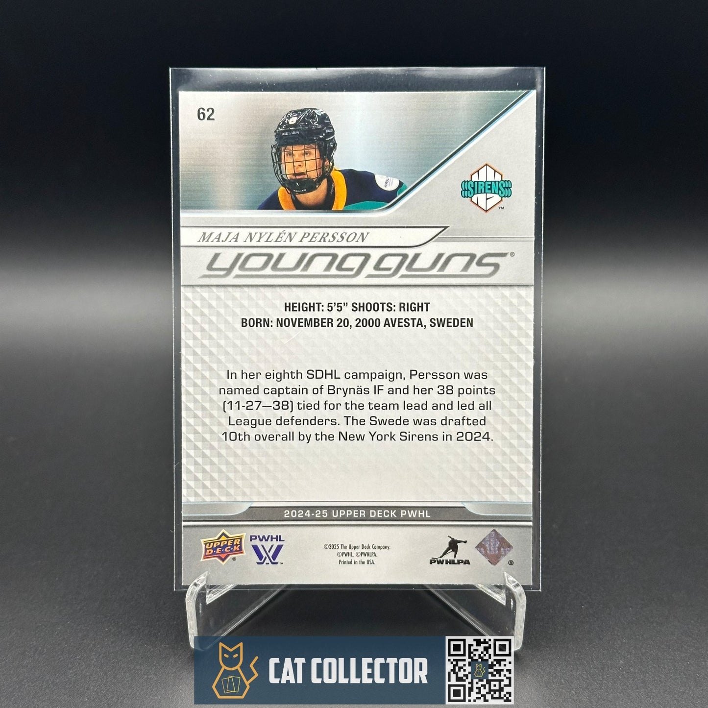 2024-25 UD PWHL MAJA NYLEN PERSSON #62 Young Guns Rookie - New York Sirens