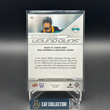 2024-25 UD PWHL MAJA NYLEN PERSSON #62 Young Guns Rookie - New York Sirens