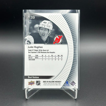 2023-24 UD Allure LUKE HUGHES #139 Black Rainbow RC - New Jersey Devils