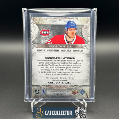 2024-25 UD Artifacts COLE CAUFIELD #64 Gold Materials /299 Jersey