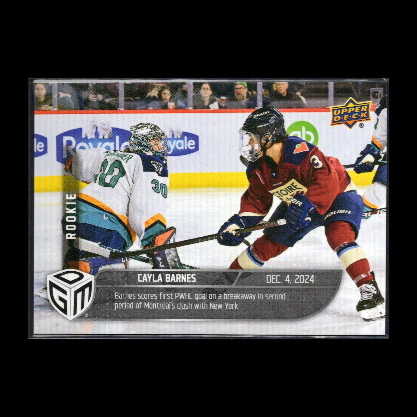 2024-25 UD PWHL Game Dated Moments CAYLA BARNES #6 Rookie RC - ONLINE EXCUSIVE!