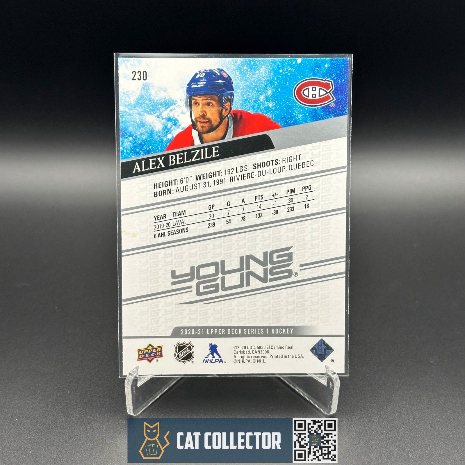 2020-21 UD Series 1 ALEX BELZILE #230 Young guns RC Montreal Canadiens