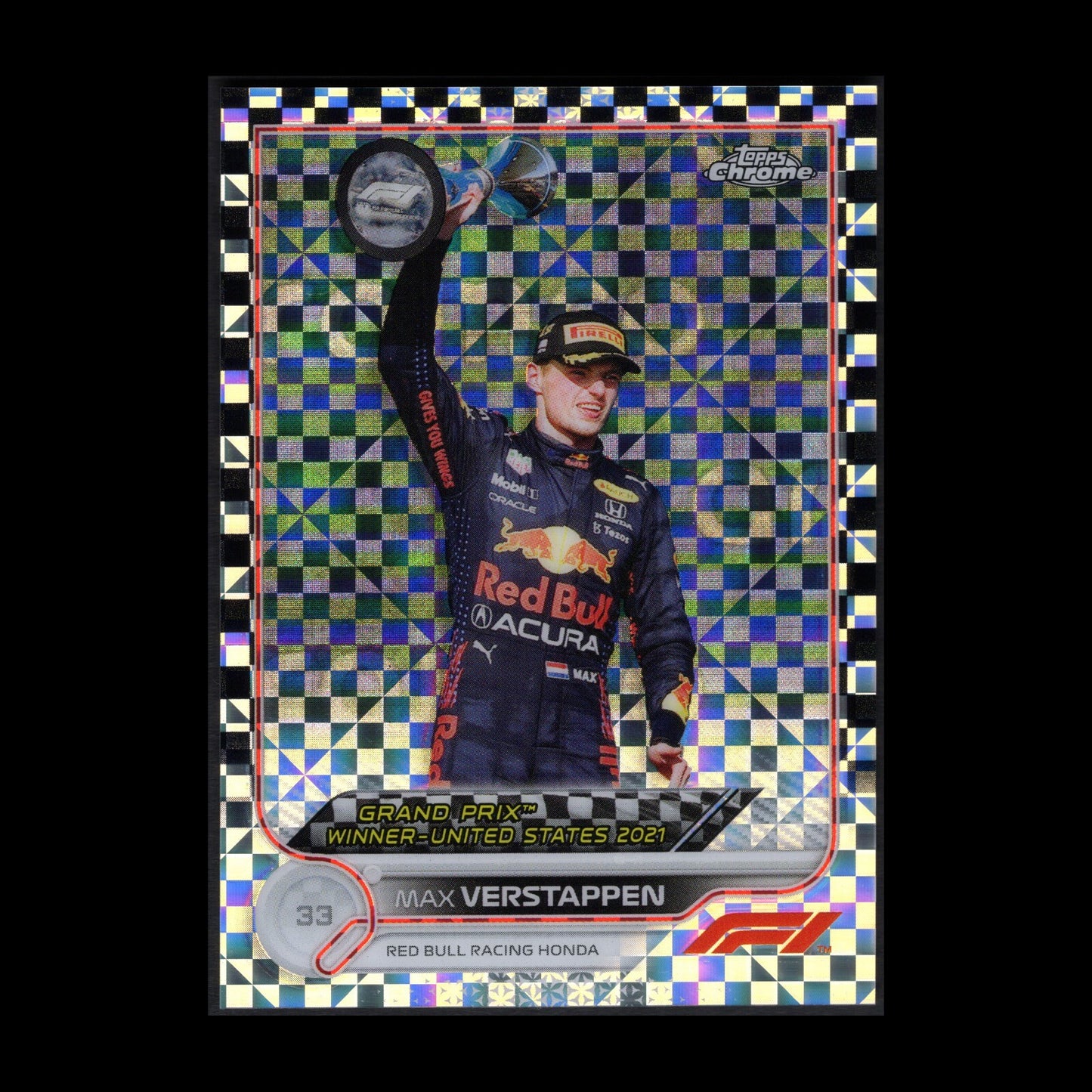 2022 Topps Chrome F1 MAX VERSTAPPEN #167 Grand Prix Winner Checker Flag