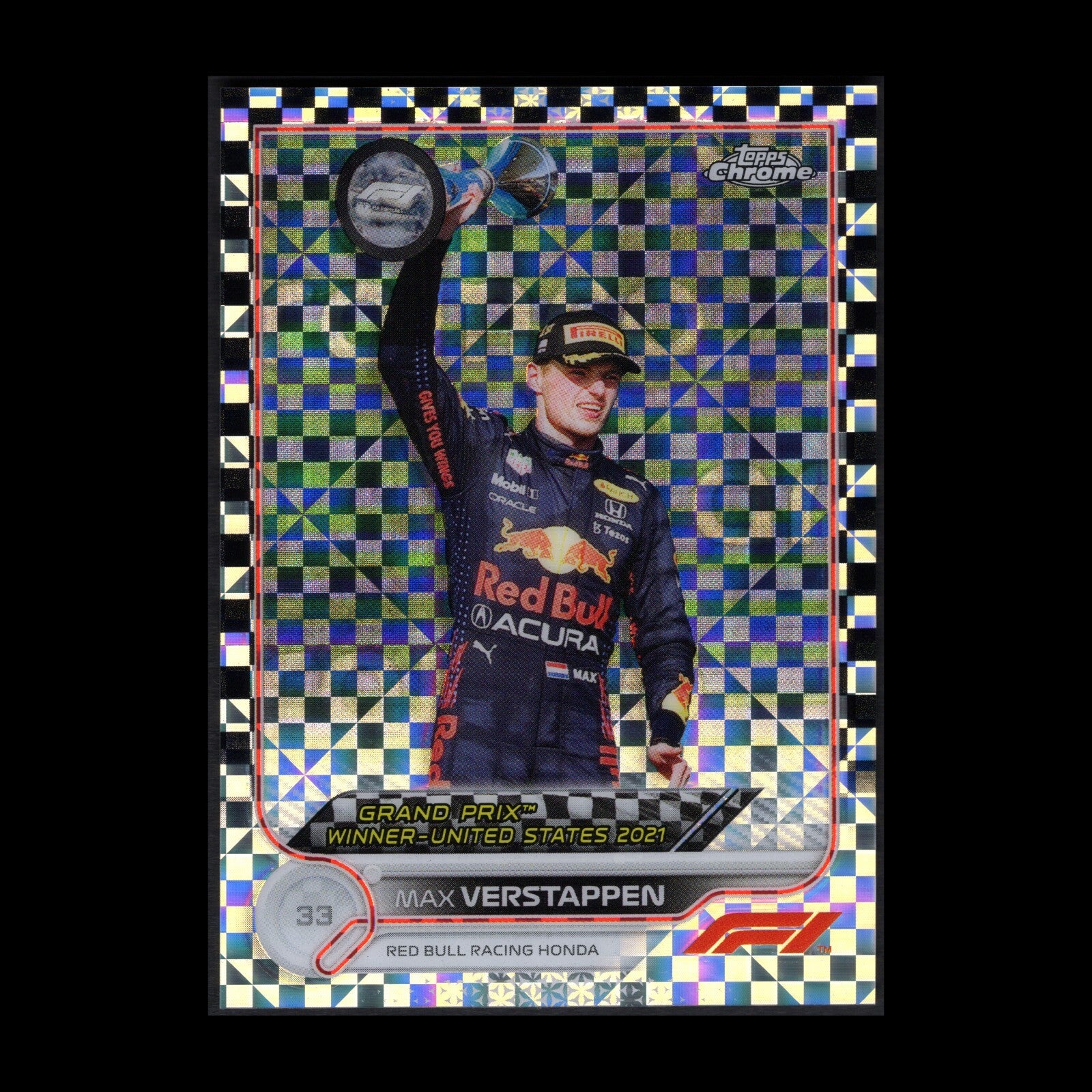 2022 Topps Chrome F1 MAX VERSTAPPEN #167 Grand Prix Winner Checker Flag