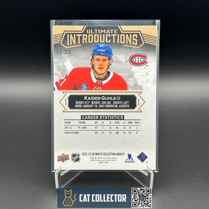 2022-23 UD Ultimate Collection KAIDEN GUHLE #UI-83 Introductions Black RC /25