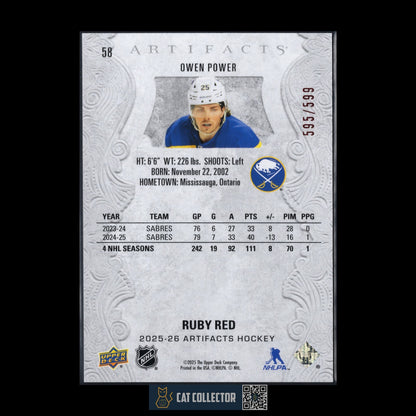 2025-26 UD Artifacts OWEN POWER #58 Ruby Red Veteran /599