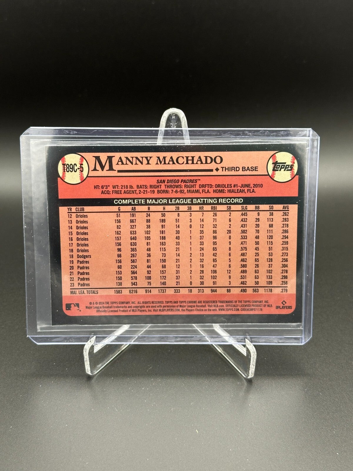 2024 Topps Chrome Series 1 MANNY MACHADO #T89C-5 Silver Refractor