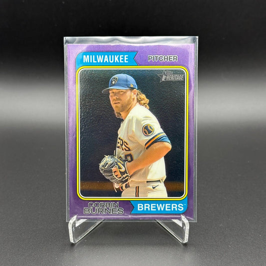 2023 Topps Heritage CORBIN BURNES #261 Chrome Purple Refractor Milwaukee Brewers