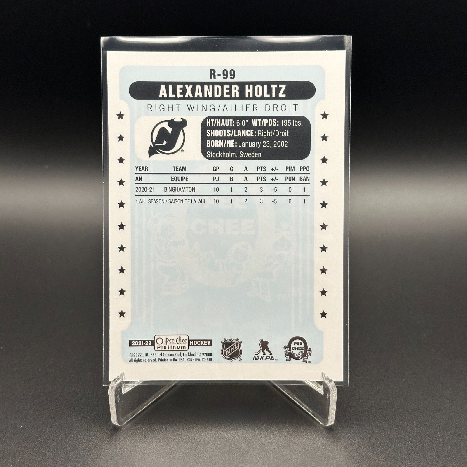 2021-22 O-Pee-Chee Platinum ALEXANDER HOLTZ #R-99 Retro RC - New Jersey Devils