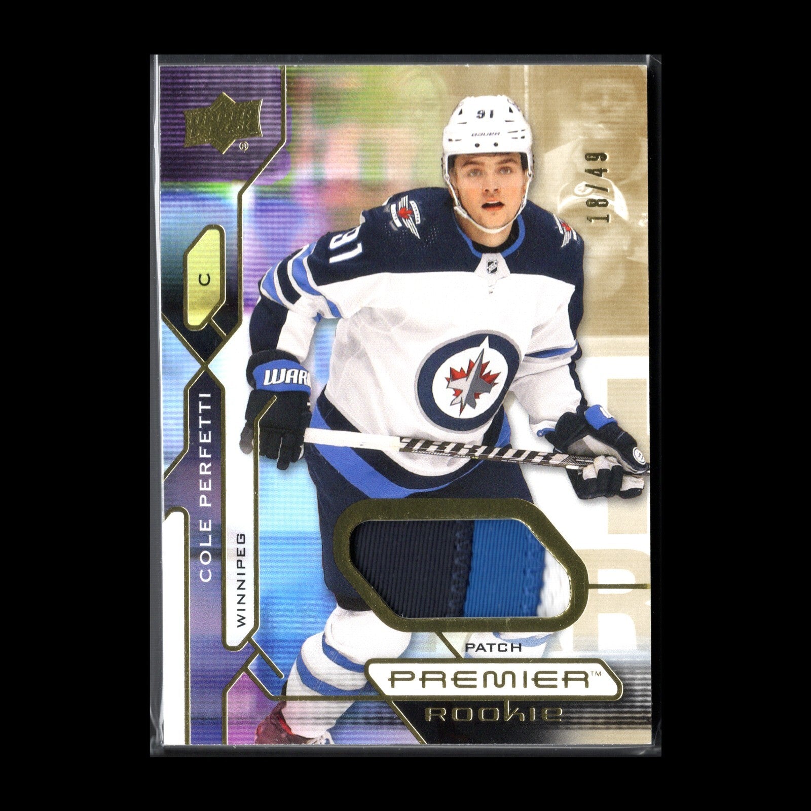 2021-22 UD Premier COLE PERFETTI #115 Patch Rookie RC 18/49 - Winnipeg Jets