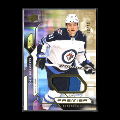 2021-22 UD Premier COLE PERFETTI #115 Patch Rookie RC 18/49 - Winnipeg Jets