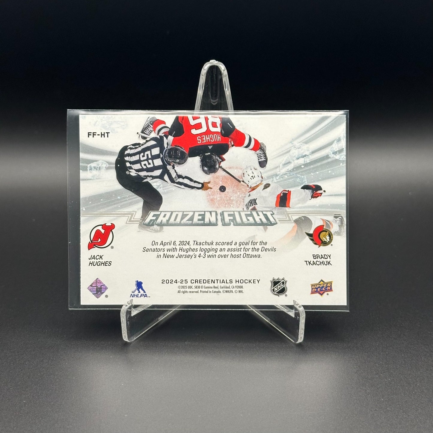 2024-25 UD Credentials JACK HUGHES / BRADY TKACHUK #FF-HT Frozen Fight