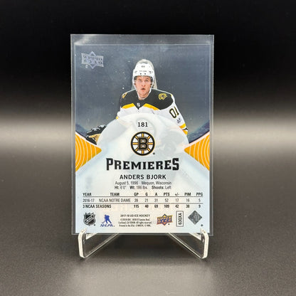 2017-18 UD Ice ANDERS BJORK #181 Ice Premieres Rookie RC /249 - Boston Bruins