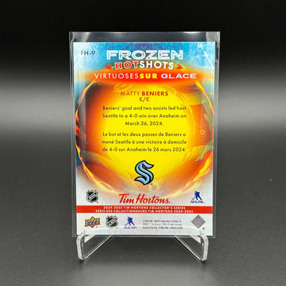 2024-25 UD Tim Hortons MATTY BENIERS #FH-9 Frozen hot shots - Seattle Kraken
