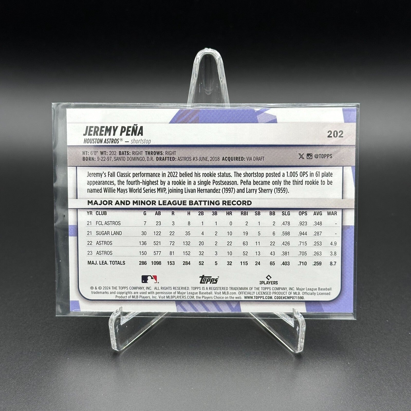 2024 Topps Big League JEREMY PENA #202 Rainbow foil - Houston Astros