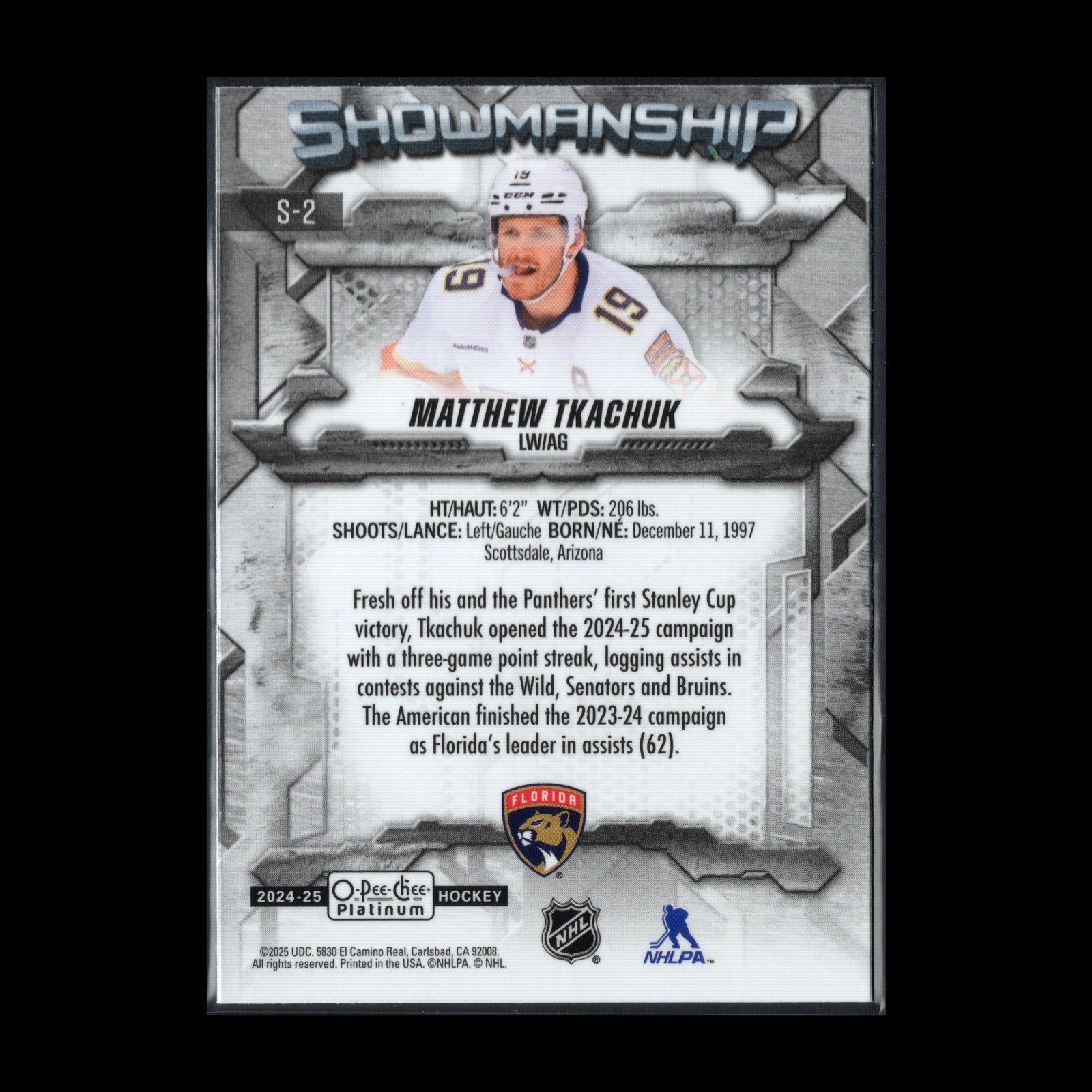 2024-25 O-Pee-Chee Platinum MATTHEW TKACHUK #S-2 Showmanship