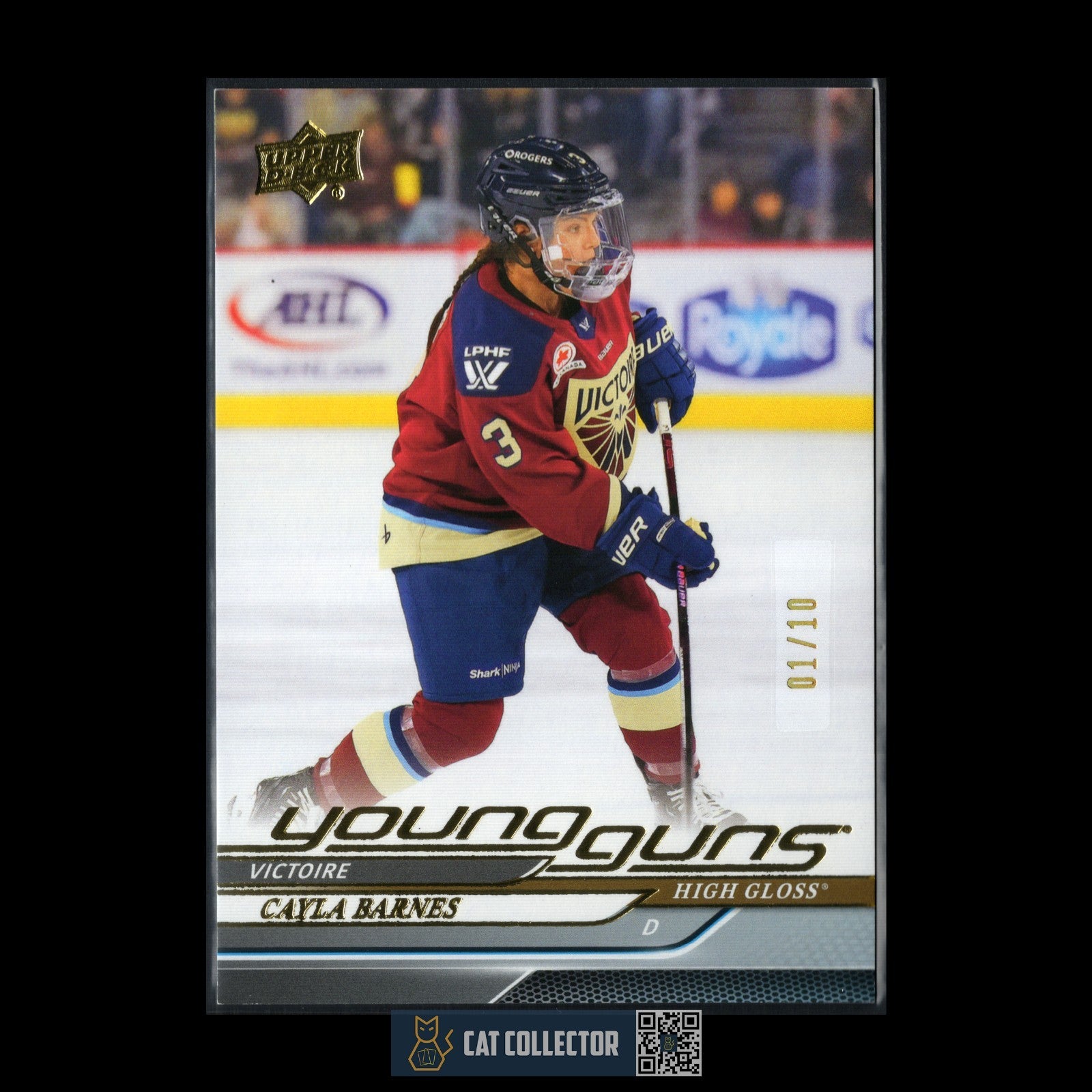 2024-25 UD PWHL CAYLA BARNES #70 Young guns High Gloss 1/10 Rookie RC