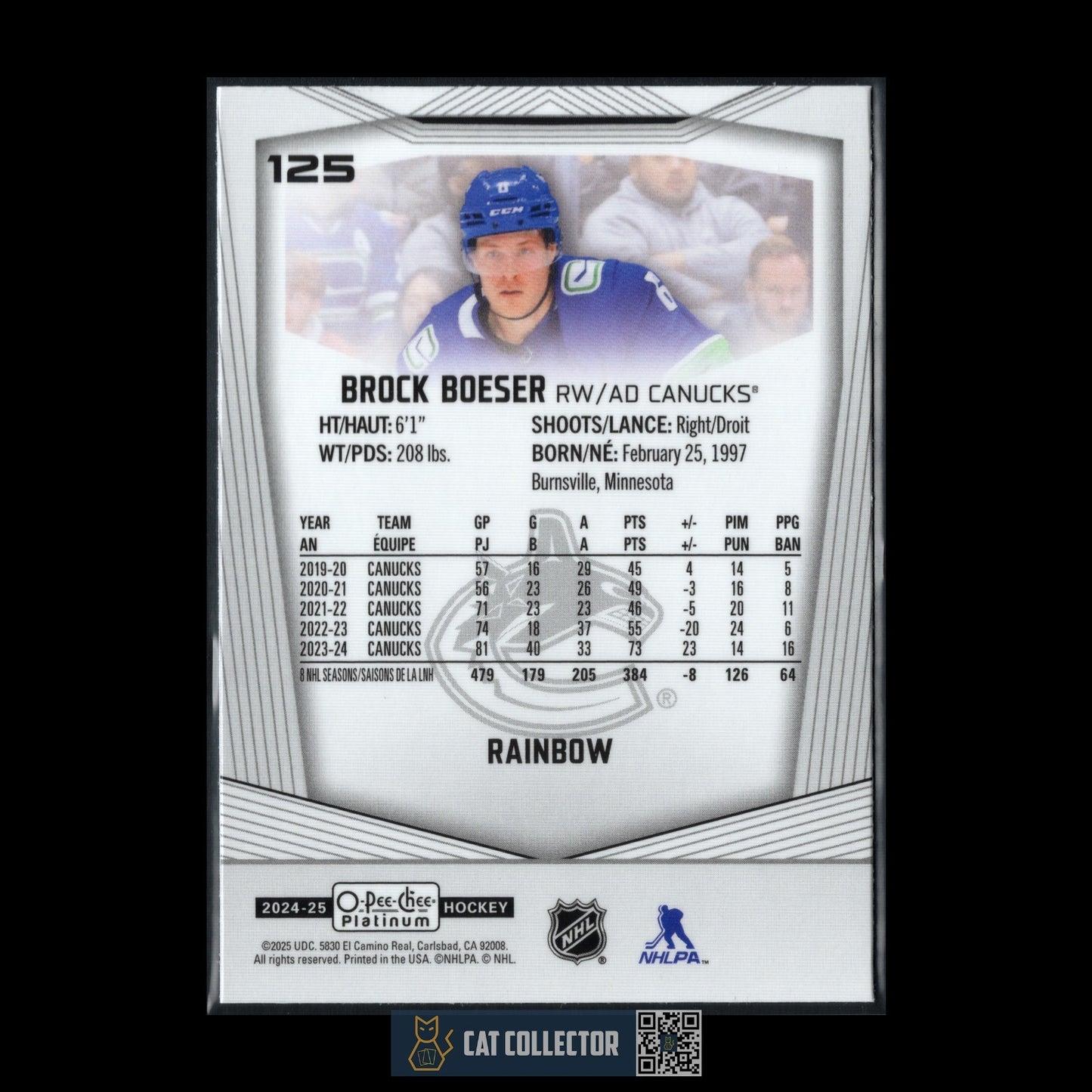 2024-25 O-Pee-Chee Platinum BROCK BOESER #125 Rainbow