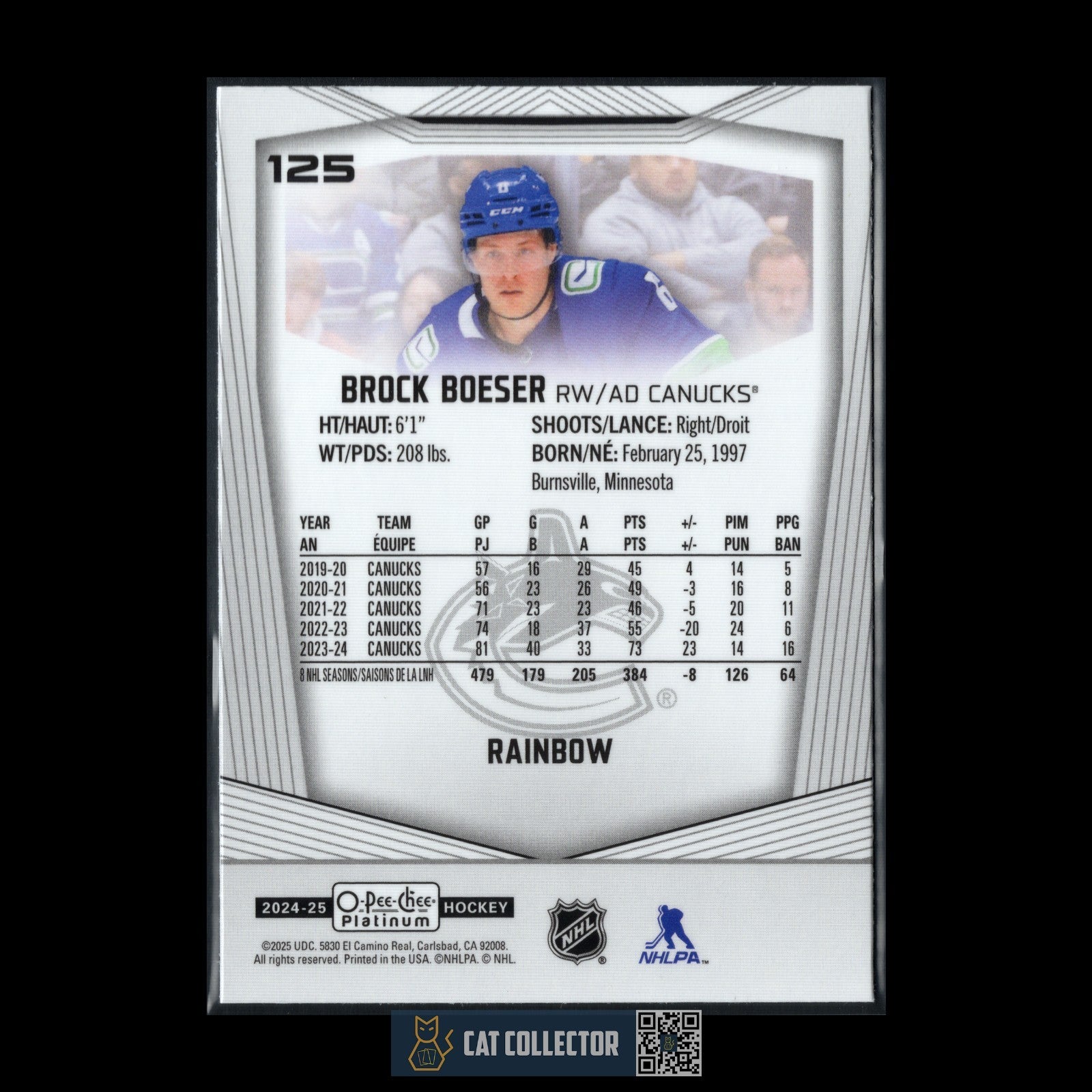 2024-25 O-Pee-Chee Platinum BROCK BOESER #125 Rainbow