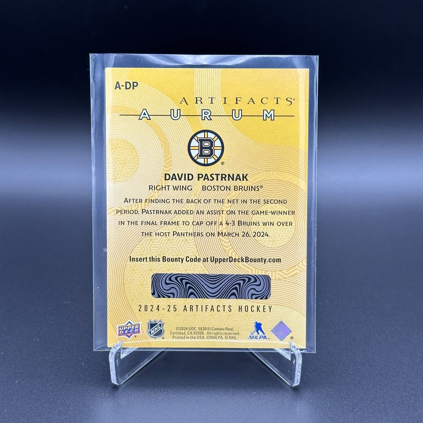 2024-25 UD Artifacts DAVID PASTRNAK #A-DP Aurum Bounty UNSCRATCHED