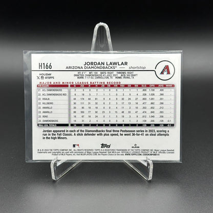2024 Topps Holiday JORDAN LAWLAR #H166 RC - Arizona Diamondbacks