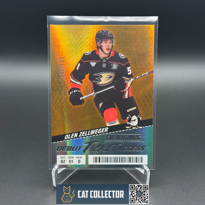2024-25 UD Credentials OLEN ZELLWEGER #134 Debut Ticket Access Orange RC /199