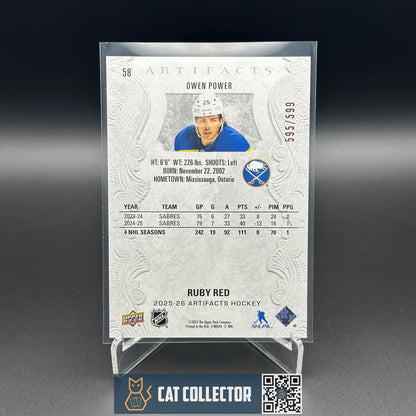 2025-26 UD Artifacts OWEN POWER #58 Ruby Red Veteran /599