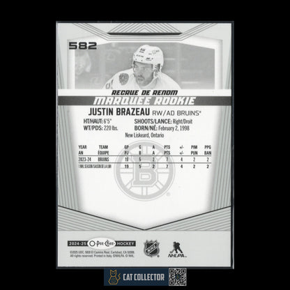 2024-25 O-Pee-Chee Hockey JUSTIN BRAZEAU #582 Marquee Rookie RC