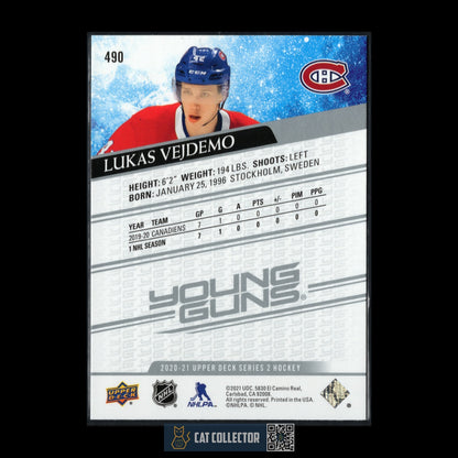2020-21 UD Series 2 LUKAS VEJDEMO #490 Young guns RC - Montreal Canadiens