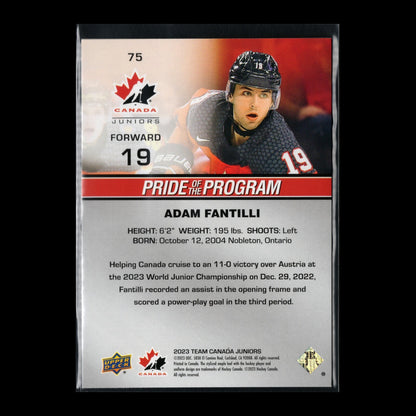 2023 Upper Deck Team Canada Juniors ADAM FANTILLI #75 Pride of the program