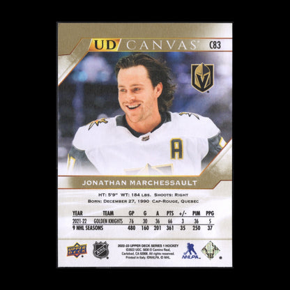 2022-23 UD Series 1 JONATHAN MARCHESSAULT #C83 UD Canvas - Vegas Golden Knights