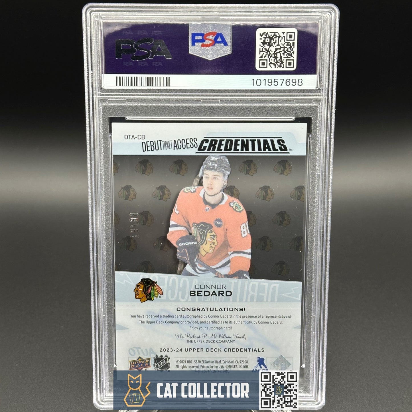 2023-24 CONNOR BEDARD #DTA-CB Debut Ticket Access Acetate /99 AUTO