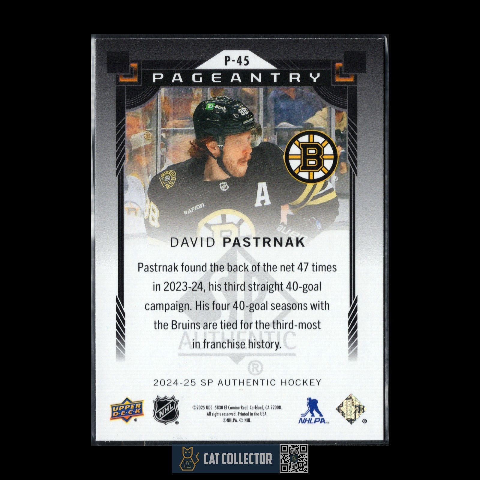 2024-25 UD SP Authentic DAVID PASTRNAK #P-45 Pageantry