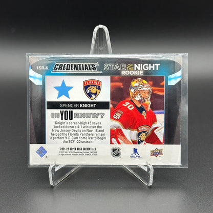 2021-22 UD Credentials SPENCER KNIGHT #1SR-6 First Star of the Night RC