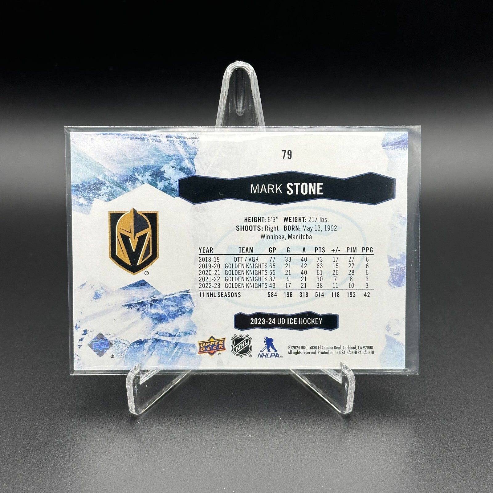 2023-24 UD Ice MARK STONE #79 Purple - Vegas Golden Knights