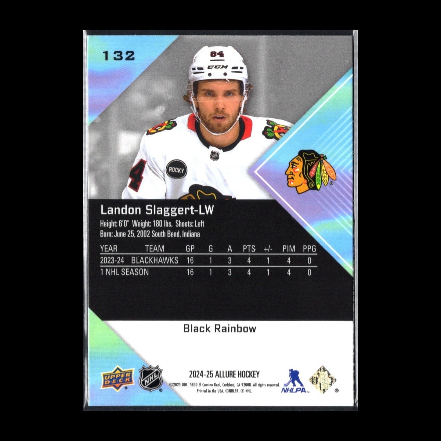 2024-25 UD Allure LANDON SLAGGERT #132 Black Rainbow RC