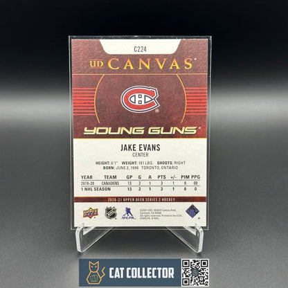 2020-21 UD Series 2 JAKE EVANS #C224 UD Canvas Young guns RC Montreal Canadiens