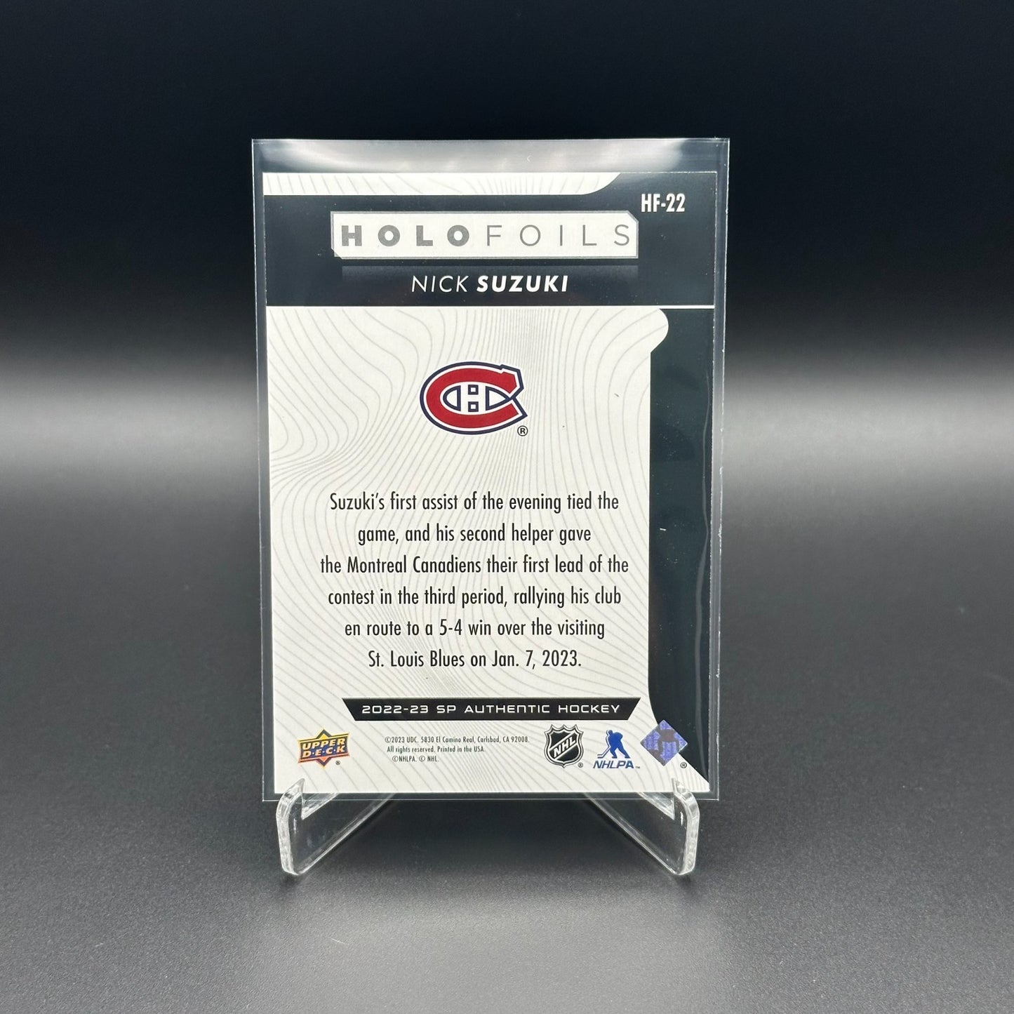 2022-23 UD SP Authentic NICK SUZUKI #HF-22 Holofoils SP - Montreal Canadiens