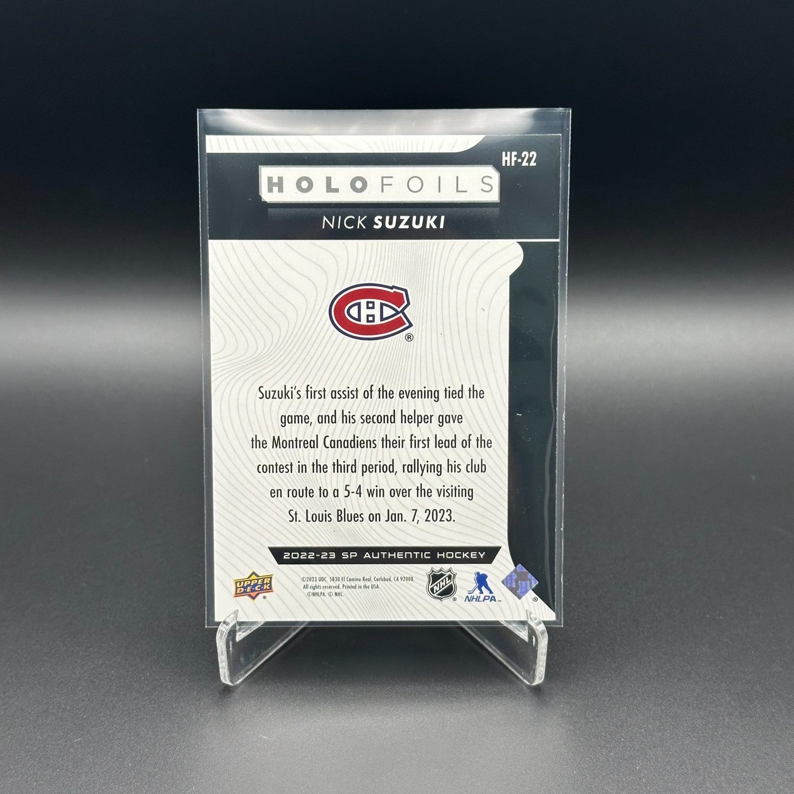 2022-23 UD SP Authentic NICK SUZUKI #HF-22 Holofoils SP - Montreal Canadiens