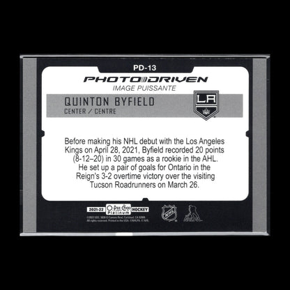 2021-22 O-Pee-Chee Platinum QUINTON BYFIELD #PD-13 Photo Driven - LA Kings