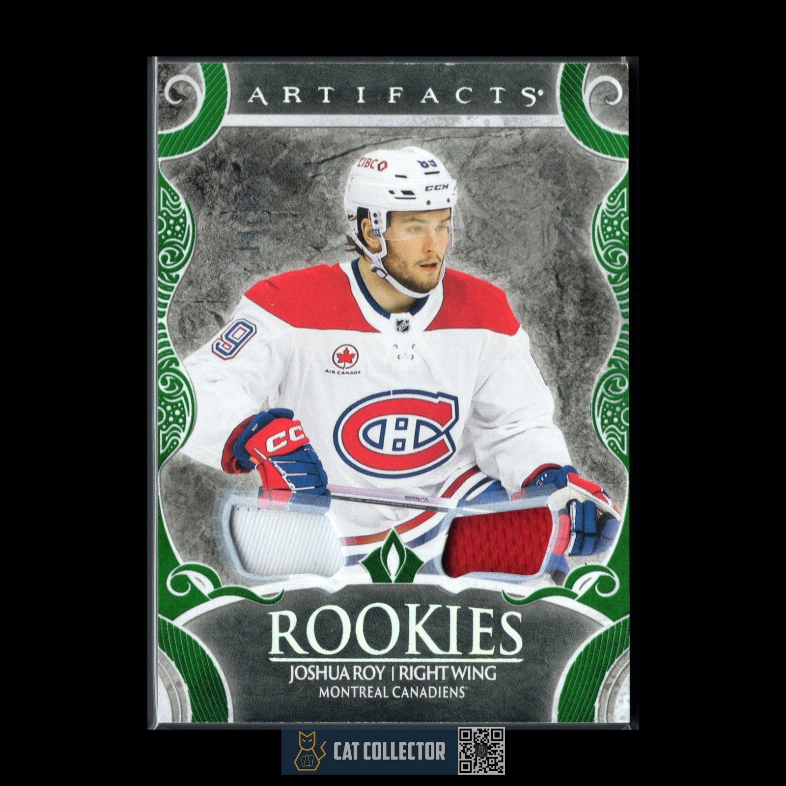 2024-25 UD Artifacts JOSHUA ROY #176 Emerald Materials Jersey /99 Rookie RC