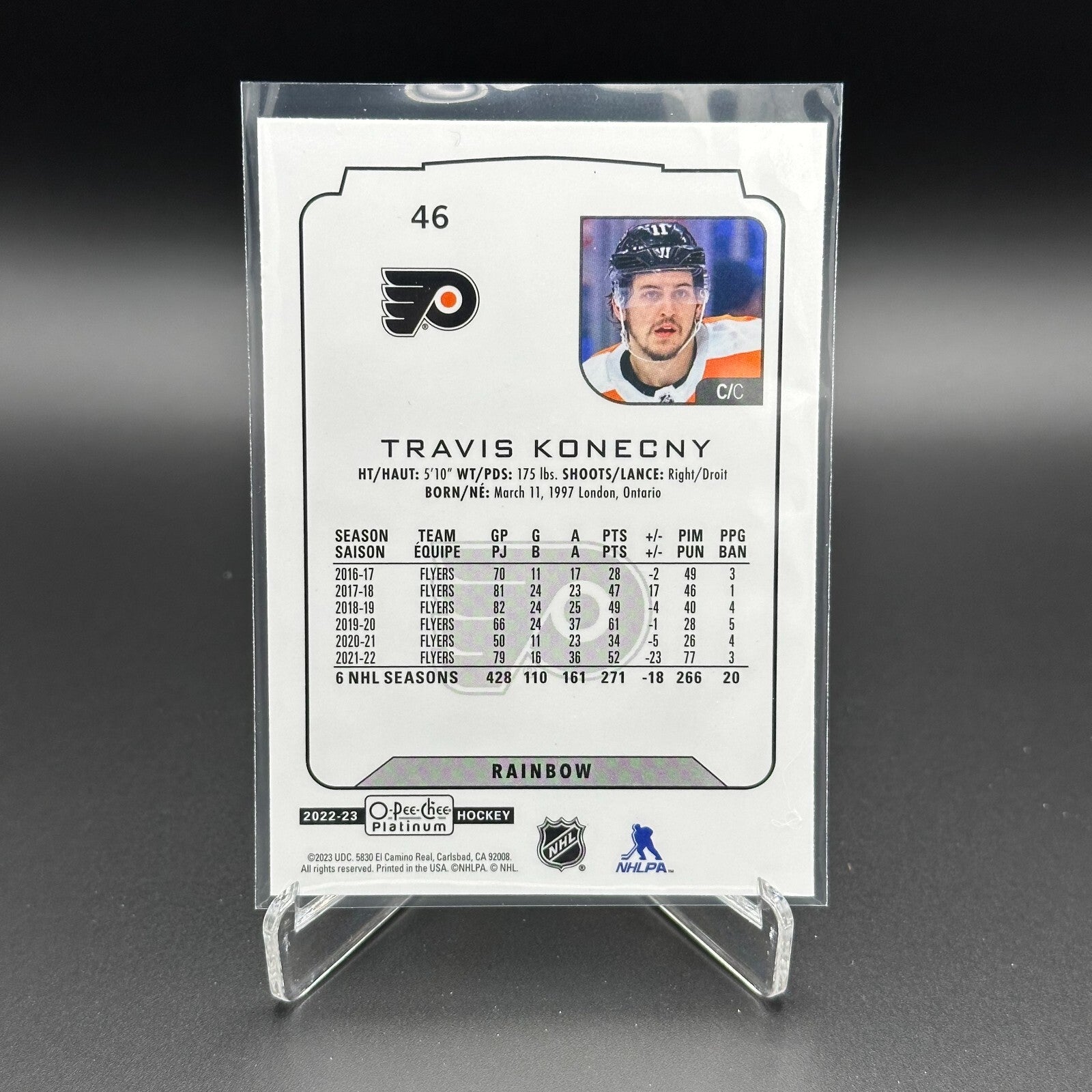 2022-23 O-Pee-Chee Platinum TRAVIS KONECNY #46 Rainbow - Philadelphia Flyers