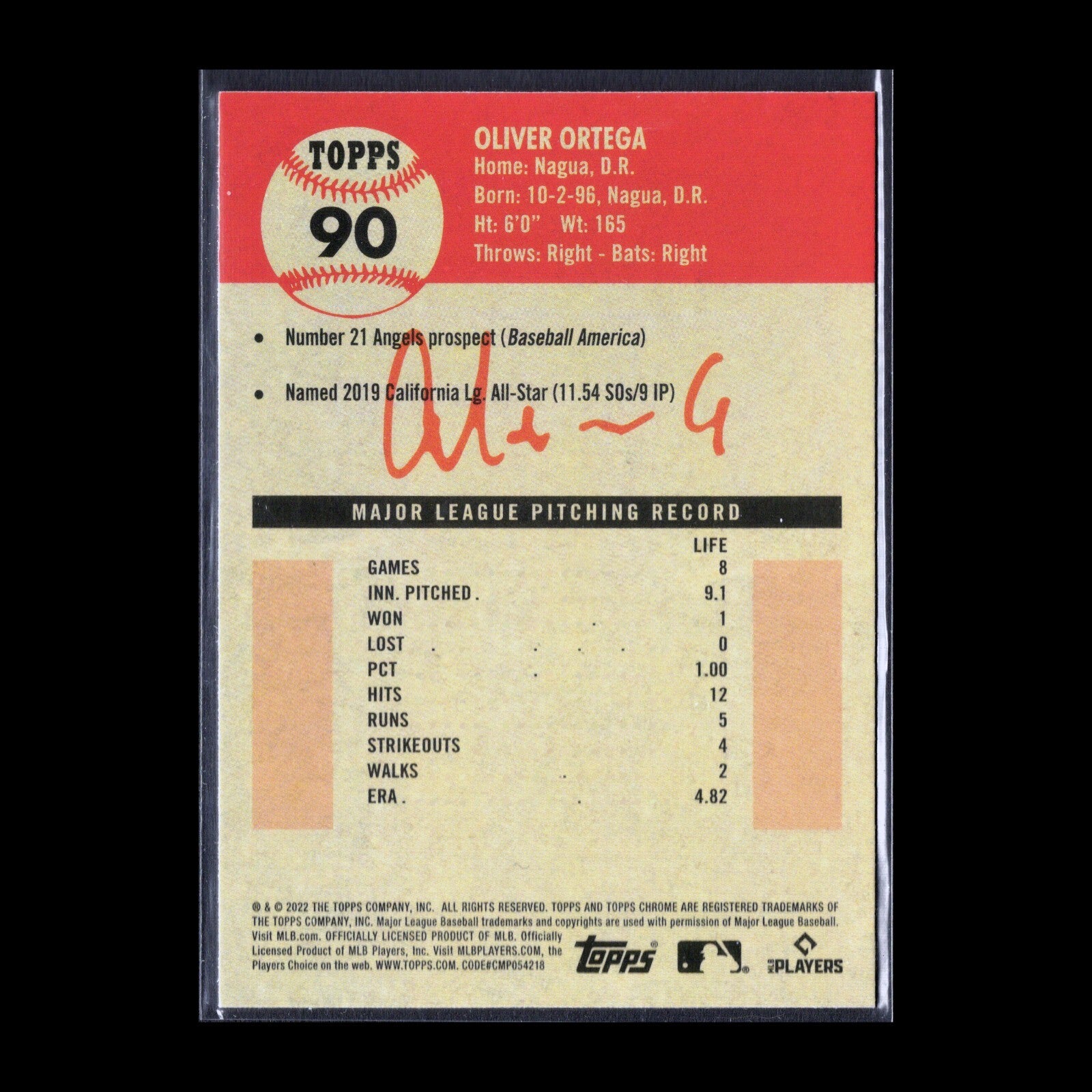 2022 Topps Chrome Platinum Anniversary OLIVER ORTEGA #90 RC