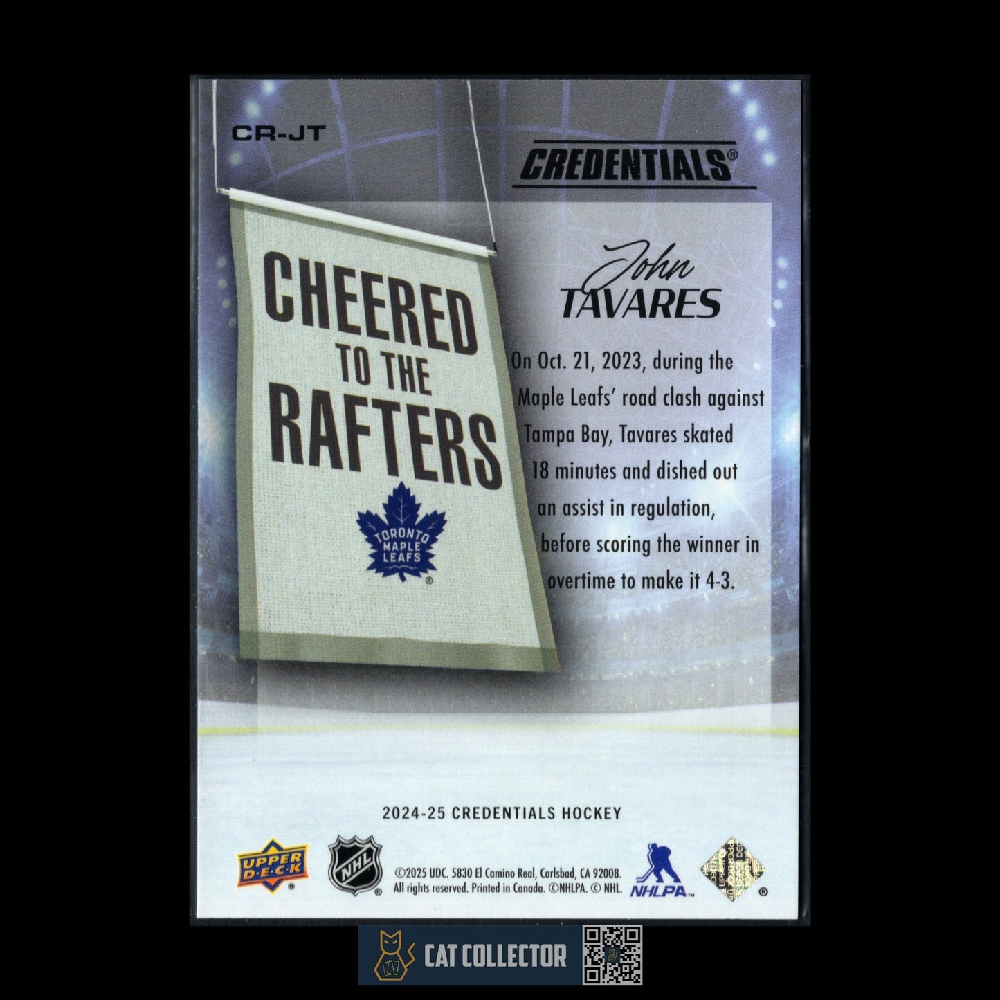 2024-25 UD Credentials JOHN TAVARES #CR-JT Cheered to the Rafters