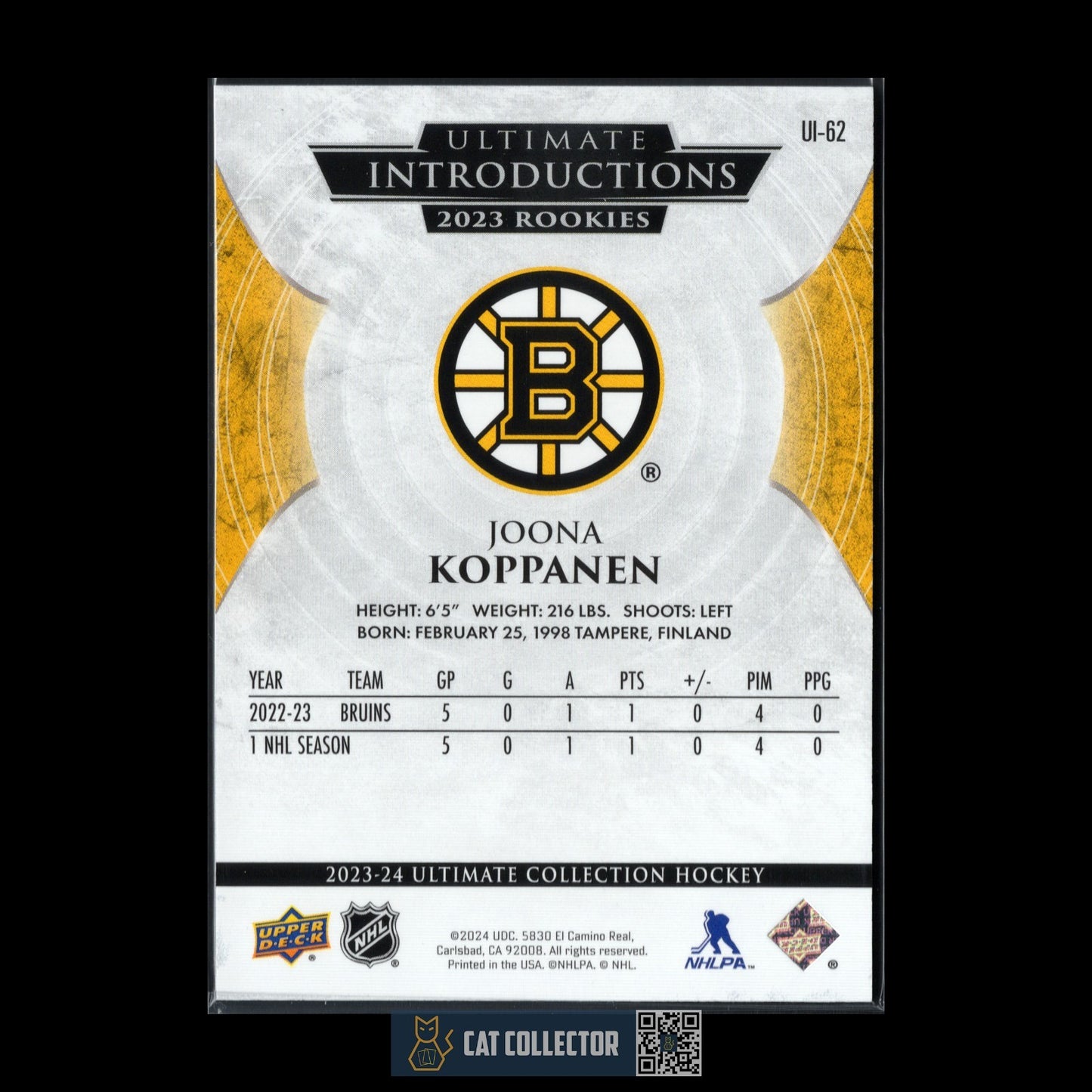 2023-24 UD Ultimate Collection JOONA KOPPANEN #UI-62 Introductions Rookie RC