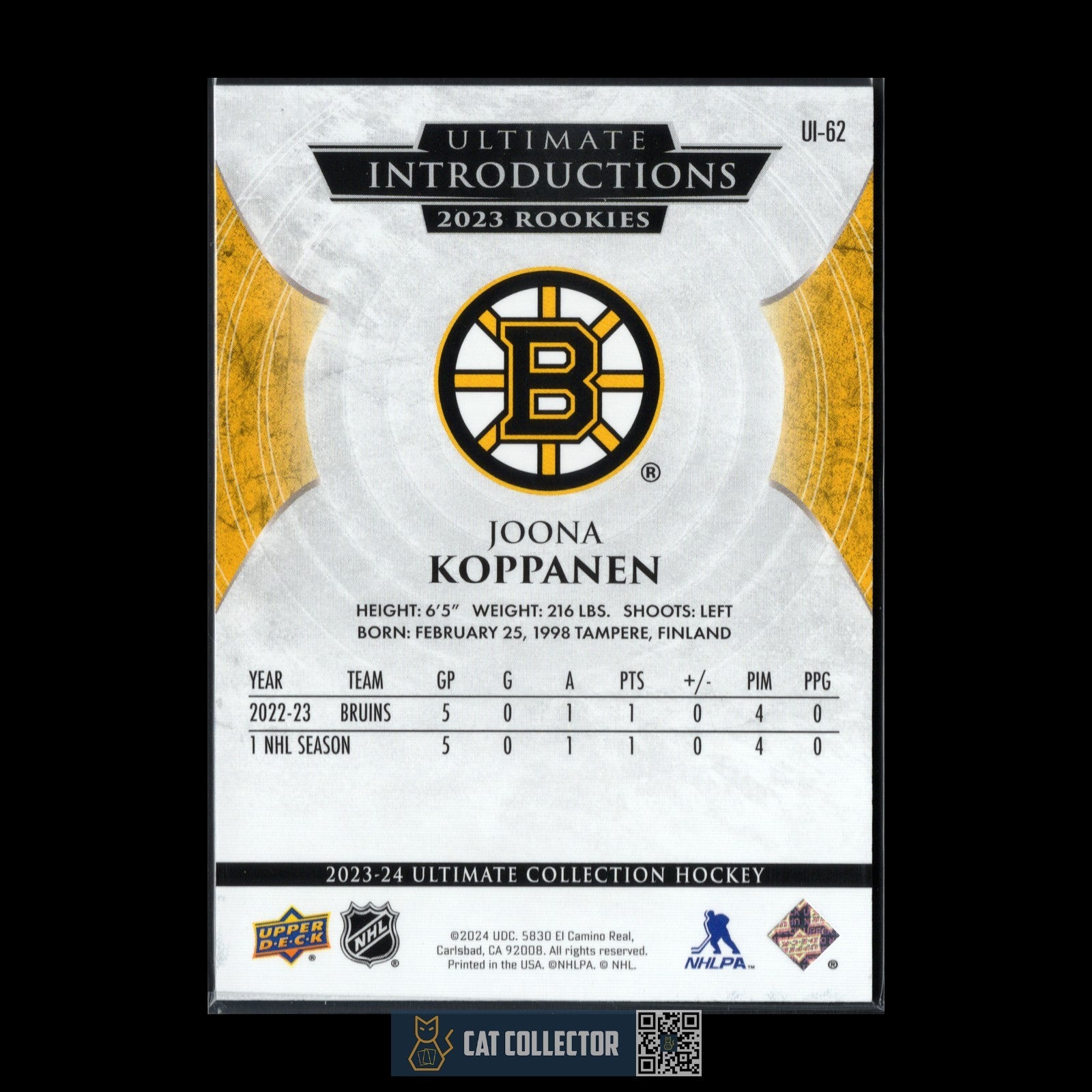 2023-24 UD Ultimate Collection JOONA KOPPANEN #UI-62 Introductions Rookie RC